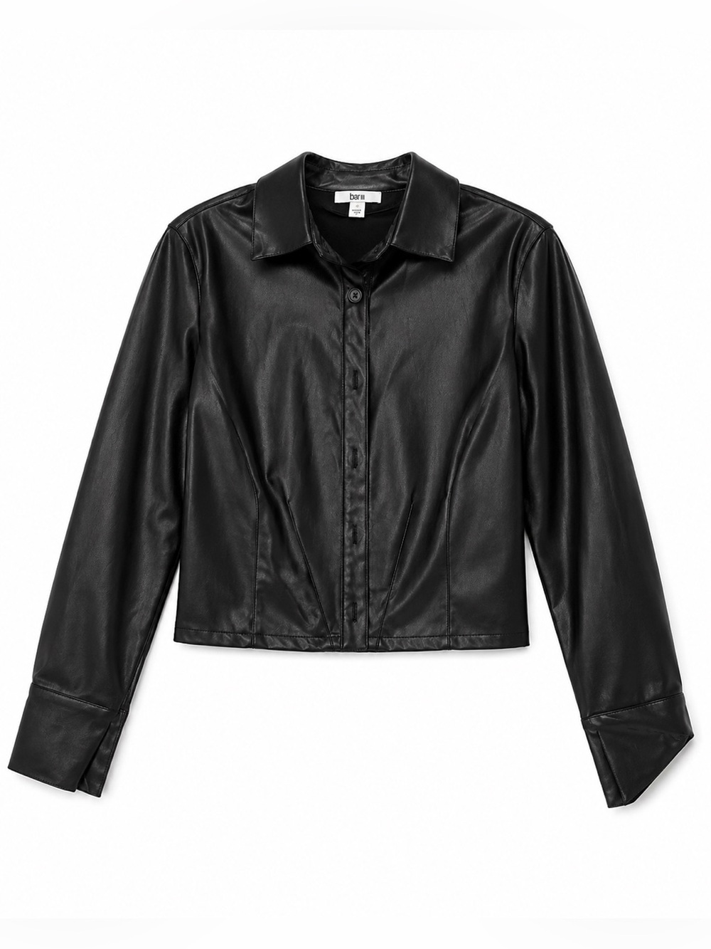 Bershka Black Faux Leather Button-Front Jacket